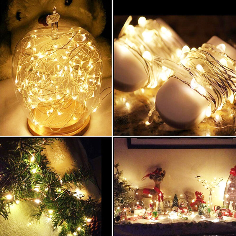 Waterproof Fairy Light CR2032 Battery Powered LED Mini Christmas Light Copper Wire String Light For Wedding Xmas Garland Party