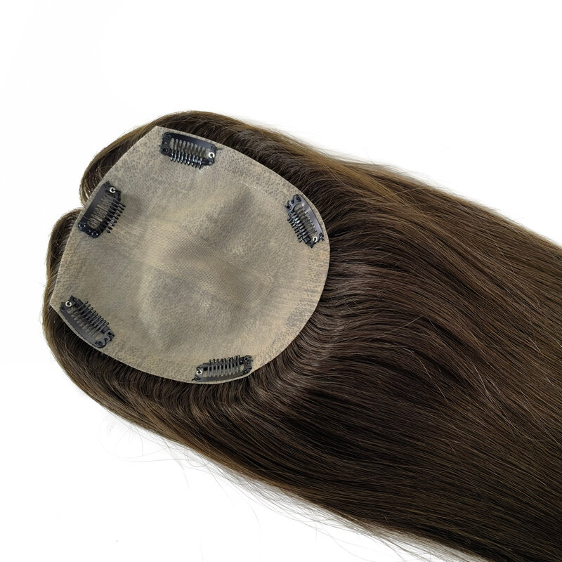 InjTop-Topper Remy Cheveux Humains pour Femme, Droite, réinitialisation InjBase, Perte de Cheveux, 12-20 po, 15x16cm