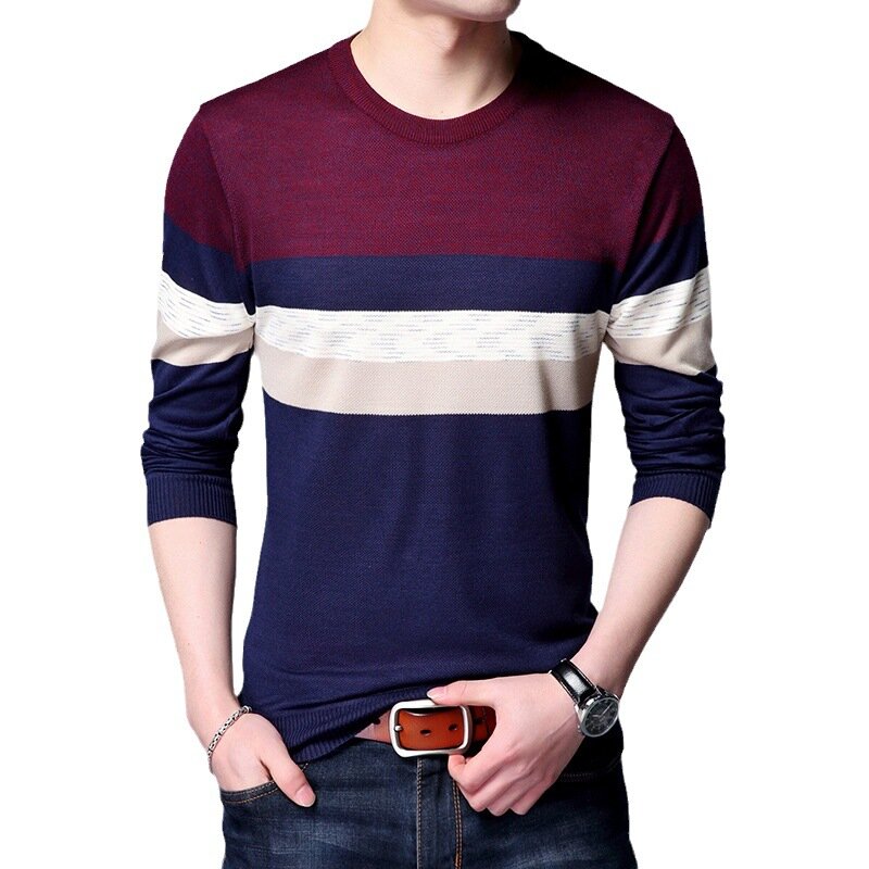 Suéter informal de manga larga para hombre, jersey de cuello redondo, camisa de fondo de estilo coreano, nuevo, otoño