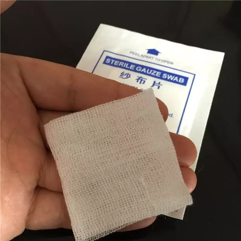 10 Stuks Katoen Absorberend Gaas Tape Patch Eerste Hulp Noodkit Wegwerp Wondverband Gaas Tape Patch