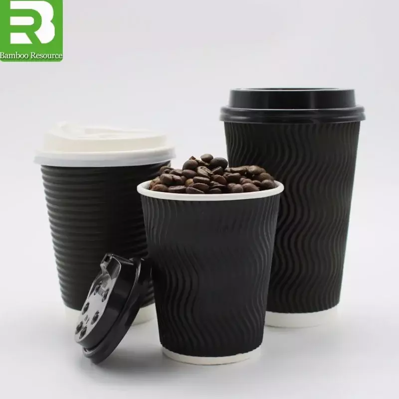 Customized product2024 new double wall paper coffee cup_ custom printed embossed disposable coffee paper cup with lids