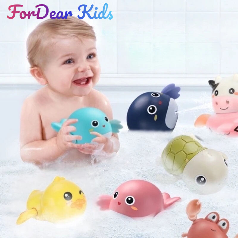 Letnie zabawki do kąpieli dzieci pływające lalki z mechanizmem zegarowym bawią się w wodę kąpiel dla dzieci zabawna zabawka z wanna z prysznicem dla dzieci
