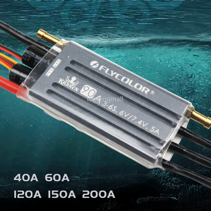 FLYCOLOR KREKEN 40A 60A 90A 120A 150A ESC Waterproof 3-6S 6V/7.4V BEC 2-way 32-bit Brushless Speed Controller for RC Racing Boat