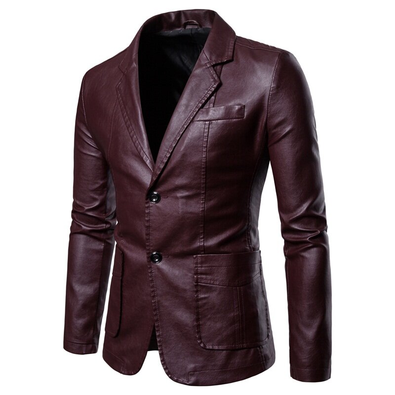 2023 primavera autunno moda nuovi uomini risvolto vestito in pelle vestito cappotto/maschio Business Casual Pu blazer giacca