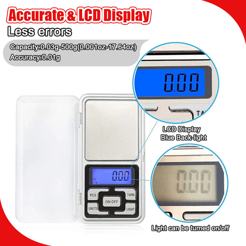 New Electronic Scales  Jewelry Gold Balance Weight Gram LCD Pocket Weighting Digital Kitchen Scale With High Precision 0.01g