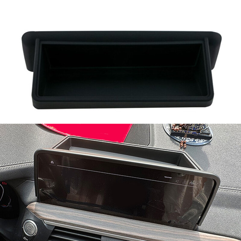 1x Car Instrument Center Navigation Screen Storage Box Fits For BMW X3 X4 2018-2021 Black ABS Automotive Interior Accessories