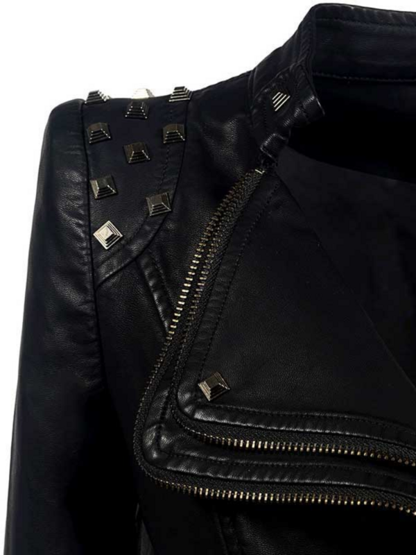 Vestes de moto en Faux cuir pour femmes, nouvelle mode femmes, lisse, manches longues dames, automne hiver Biker Streetwear manteau noir