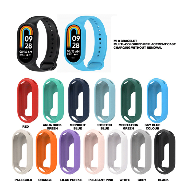 Bracelet de montre en silicone TPU pour Xiaomi Band 8, étui, coque de protection, bracelet intelligent, accessoires