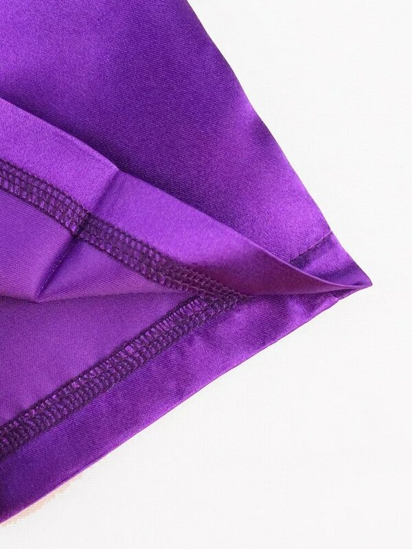 Pantalon violet grande taille 3XL 4XL pour femme, taille élastique, rue haute, brillant, soirée cocktail, fjwith poches, nouveau, 2024