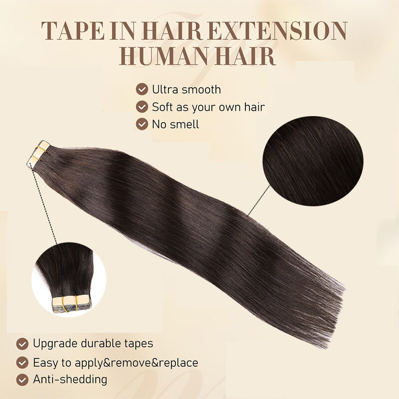 Cynosure Hair Tape in Hair Extensions Human Hair Seamless Invisible Tape in Extensions Dark Brown #2 20pcs 50g Free Shipping