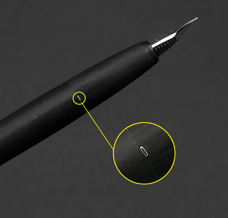 Baru Meluncurkan Kaco Edge Hitam Sikat Logam Fountain Pen dengan 2 Konverter Tinta Pena Schmidt EF/F/M NIB dengan Kotak Hadiah untuk Kantor