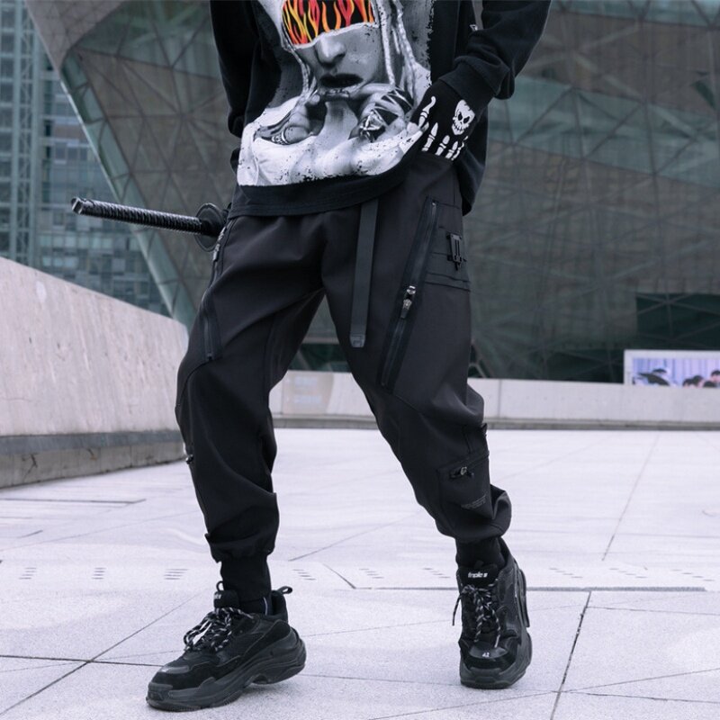 Pantalones Cargo tácticos con múltiples bolsillos para hombre, estilo Punk, Y2K High Street Techwear, pantalones con puños, novedad de otoño 2024