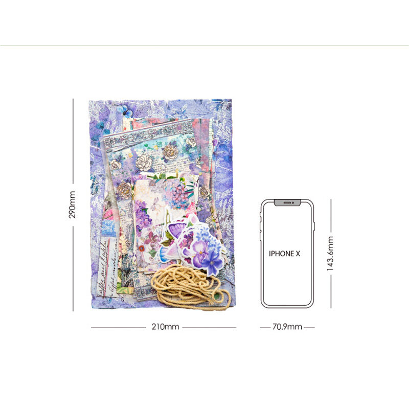 문학적 꽃 패드 식물 핸드 레저 용품, 장식 메모 스크랩북, 혼합 재료 팩, 290*210mm, 40 매