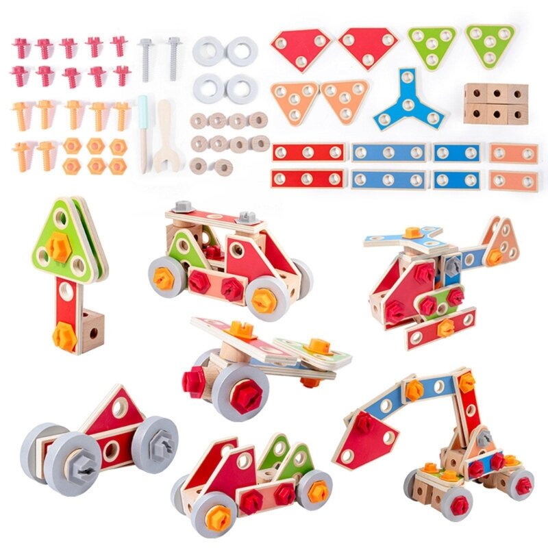 Caja de Herramientas de desmontaje de combinación, juguete educativo para niños, fácil de manipular, tuercas y pernos, motricidad fina, juguete para niños pequeños