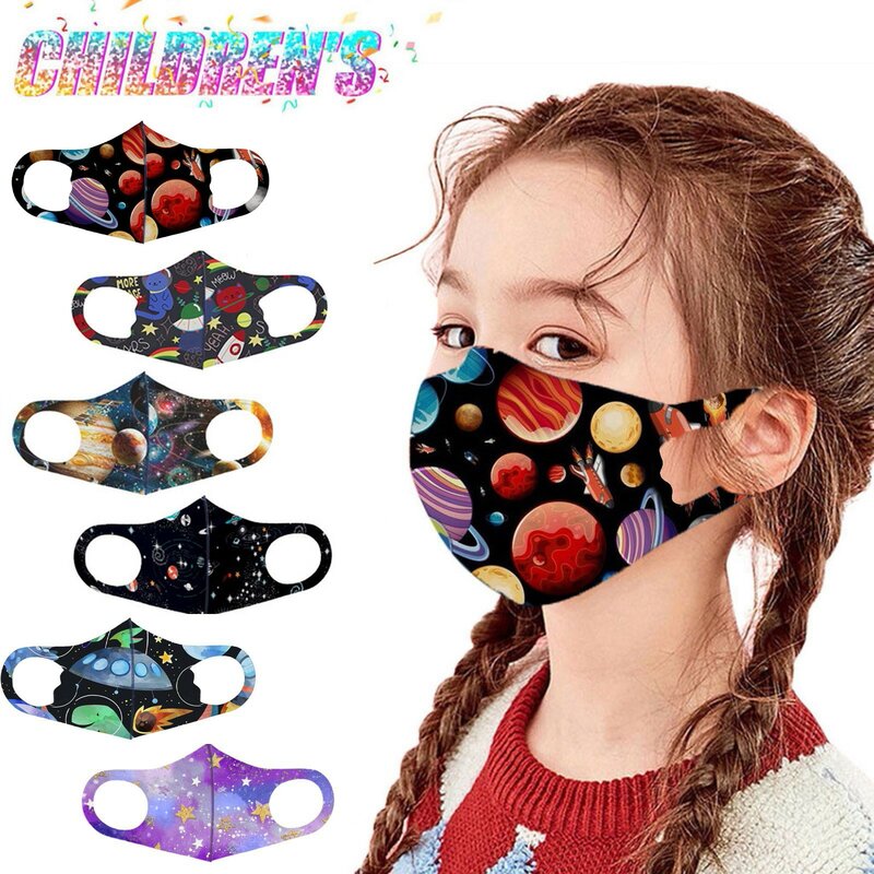 子供用の通気性と防風性のある保護マスク,プリントされた再利用可能なマスク,メッシュデザイン,効率的,通気性,1個