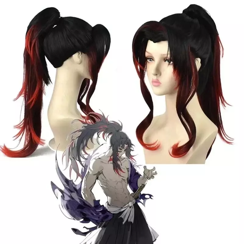 Anime Demon Slayer Kokushibo Costume Kokushibo Cosplay Kimono Tattoo Wig Halloween Party Carnival Role Play Outfits Wigs