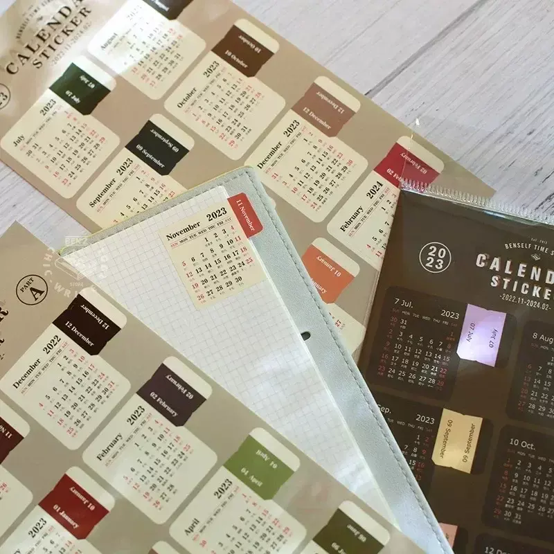 Pegatinas de calendario Kawaii, pegatinas de índice de Planificador de diario, marcadores de cuaderno, etiquetas de Agenda, papelería Kawaii, oficina, 2024