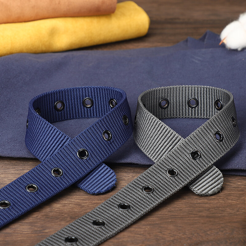 Cintura in tela perforata, cintura con fibbia ad ago da uomo, versione coreana per giovani studenti, cintura versatile per jeans, allenamento militare, estensione