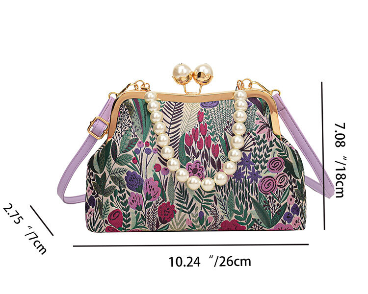 Модные вечерние сумки в стиле ретро с красочным цветочным принтом из морских ракушек для женщин с жемчужными бусинами на цепочке, сумки-тоут, женская модель