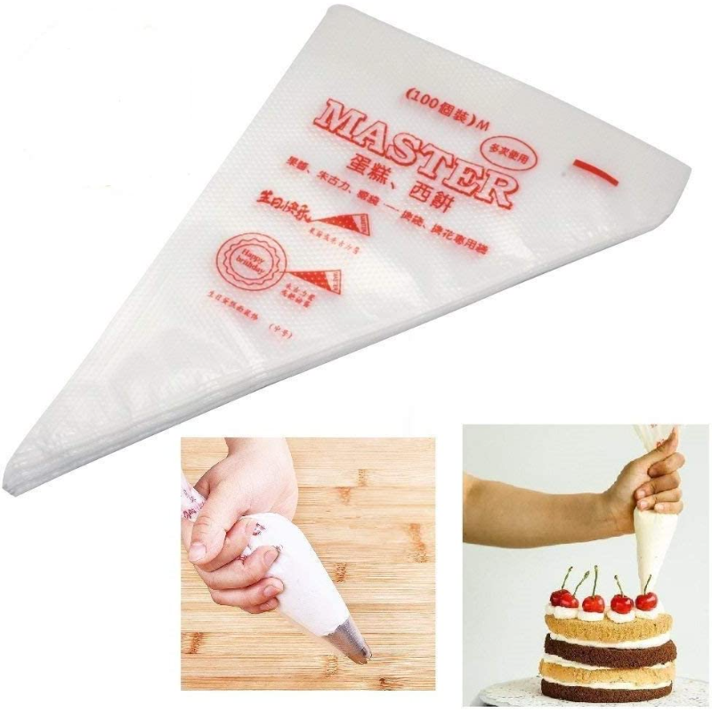 Poche à douille en plastique pour crème de poulet, accessoire de décoration pour glaçage de gâteau, 100 pièces