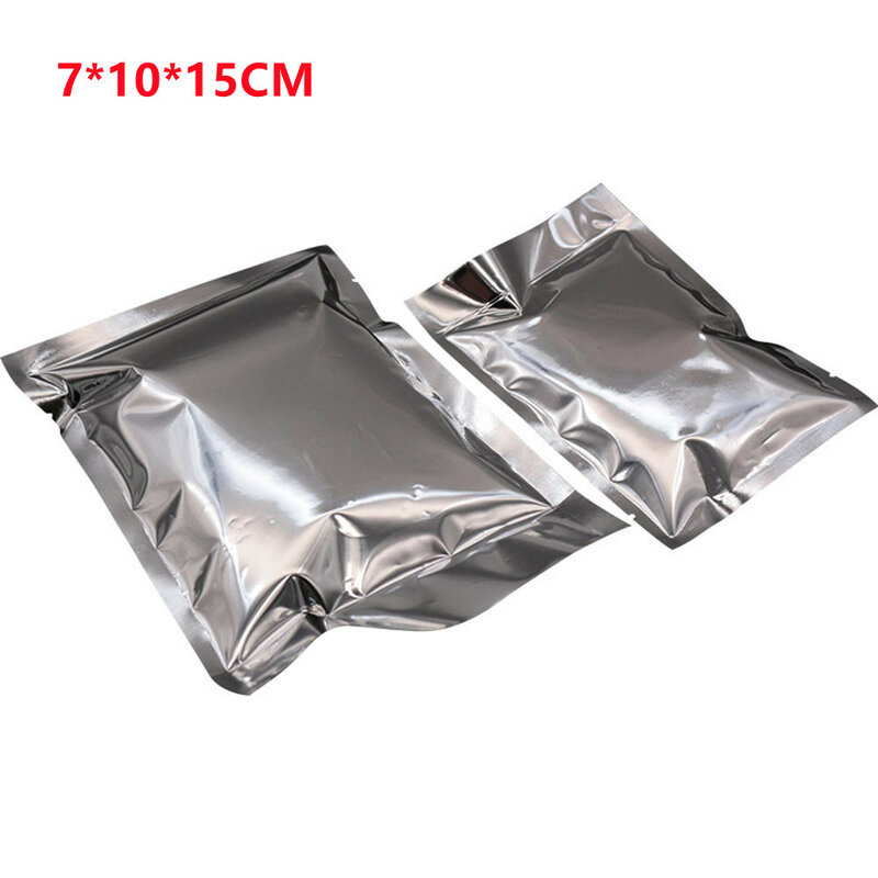 100 pcs folha de alumínio sacos de plástico à prova de umidade-recipiente de embalagem composto local aluminizado saco de embalagem suprimentos
