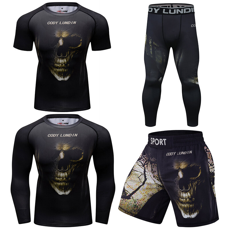 Cody-Vêtements de compression pour hommes, kit d'entraînement physique, leggings, survêtement de sport, anti-éruption MMA imbibée, séchage rapide