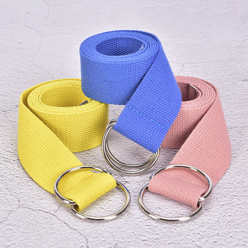 Double Grommet Hole Buckle Belt Wide Canvas Web Belt Female Male Waist Strap Belts