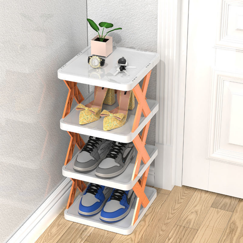 Zapatero multicapa, estante plegable de plástico para ahorro de espacio, organizador de sala de estar, soporte para zapatos
