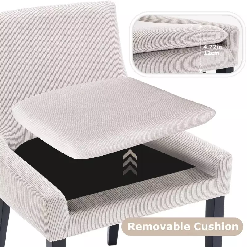 Современные обеденные стулья COLAMY, набор из 4 предметов, Мягкие вельветовые стулья для отдыха с акцентом, со средней спинкой и деревянными ножками для гостиной Roo