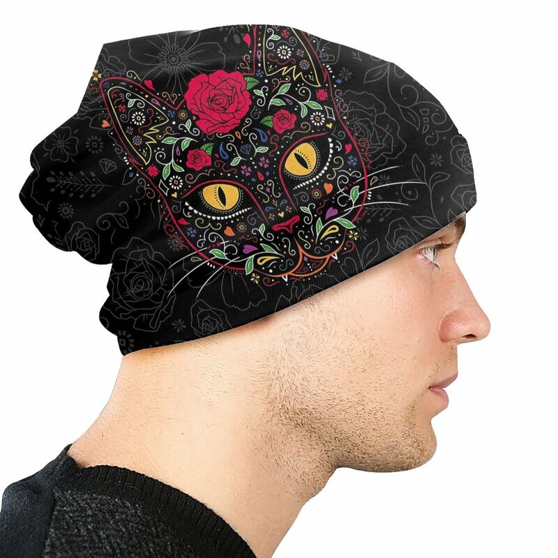 Chapeaux fins unisexes à double couche, jour de la fréquence, Kitty Cat, crâne de sucre, bonnet de randonnée, hommes et femmes