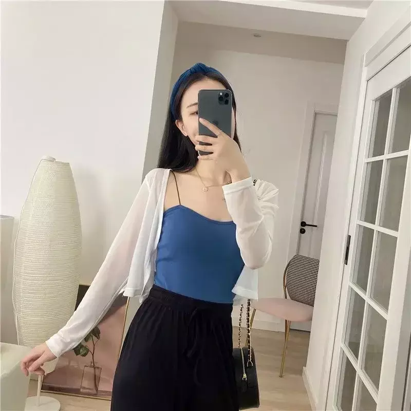 Short Mesh Cardigan Solid Cropped Open Stitch 5 Color Summer Sun Protection Soft Female Breathable Simple Beach Popular Hot Sale