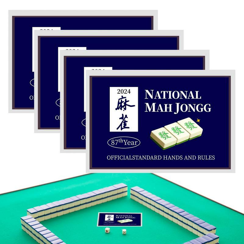Cartes de la ligue nationale Mahjong Jongg, grand tableau de bord, mains et règles standard officielles, impression 2024, 4 pièces