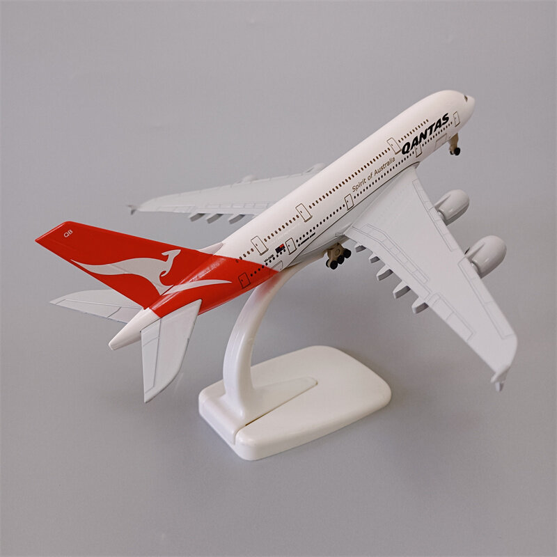 Qantas AIRBUS-A380 Airlines Avião Modelo, Alloy Metal, Air Avião Modelo, aeronaves com trem de pouso, Avião australiano, 20 centímetros