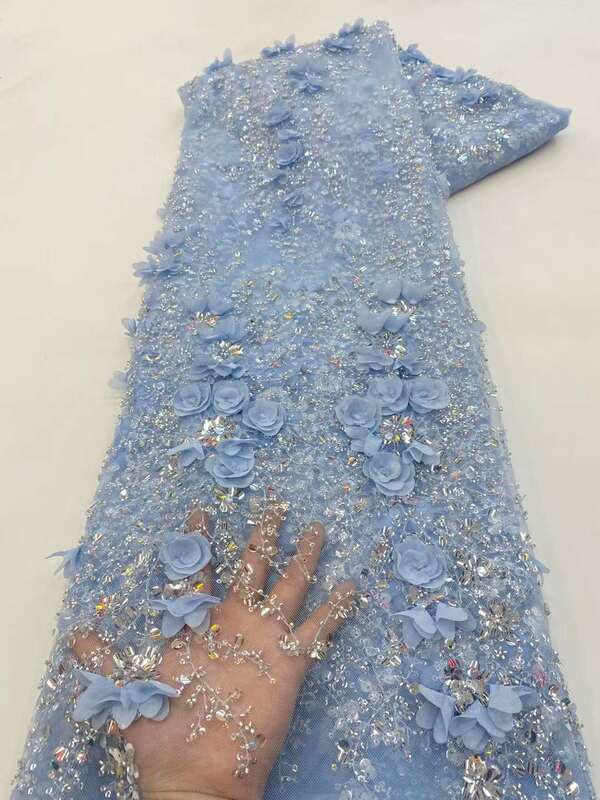 Новейшая африканская 3D Цветочная кружевная ткань с вышивкой, французская сетчатая кружевная ткань с блестками для жениха, нигерийское Тюлевое кружево для женского платья