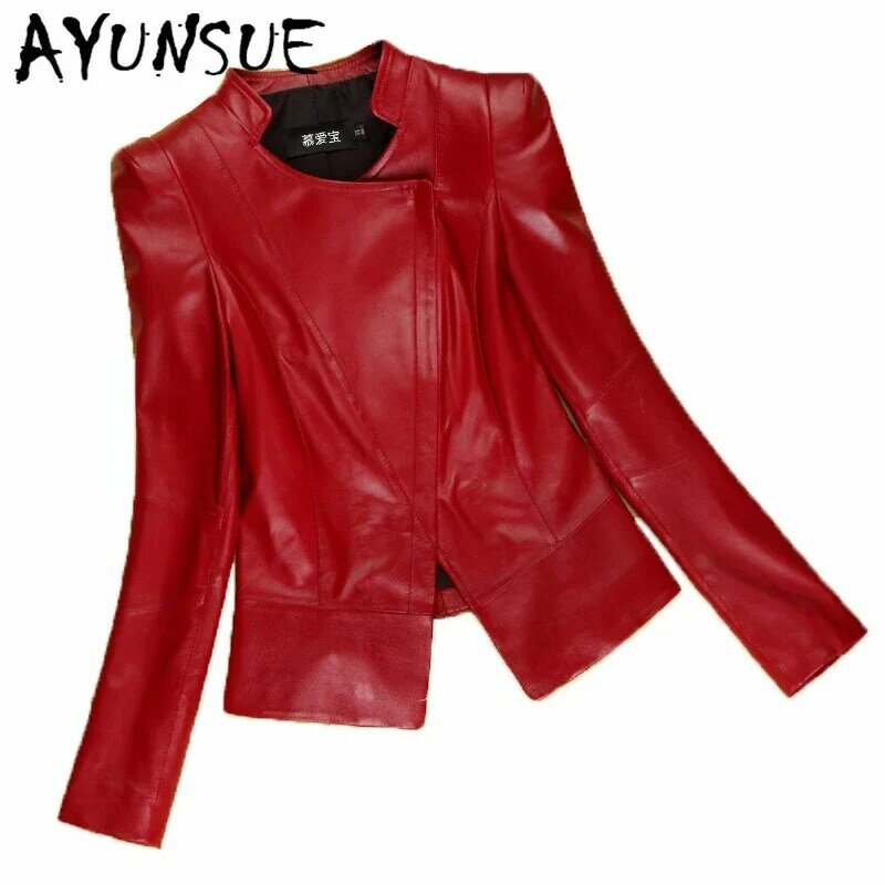 AYUNSUE-Veste en cuir 100% véritable pour femme, vêtements de moto, manteau en peau de mouton véritable, cuir naturel, D5792M01, 2020