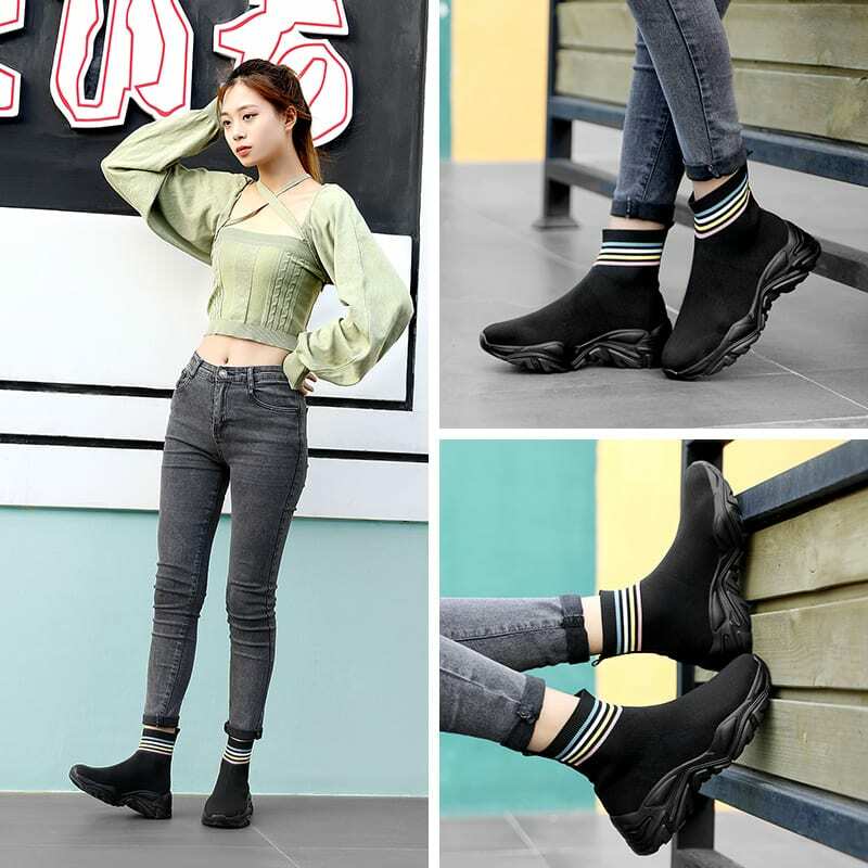 MWY-패션 겨울 스니커즈, 발목 양말 신발, 여성 플랫폼 신발, 워킹 스포츠 신발