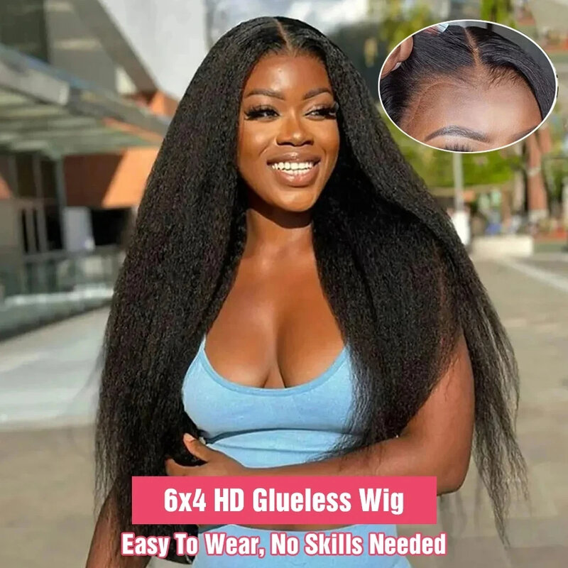 13x6 Lace Front Wigs Human Hair Kinky Straight HD Lace Frontal Wigs Human Hair for Black Women Yaki Straight 6x4 HD Lace Front