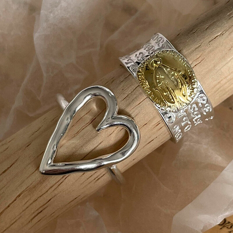 BF CLUB anello in argento Sterling 925 per gioielli da donna cuore dito aperto anello fatto a mano allergia per il regalo di compleanno della festa