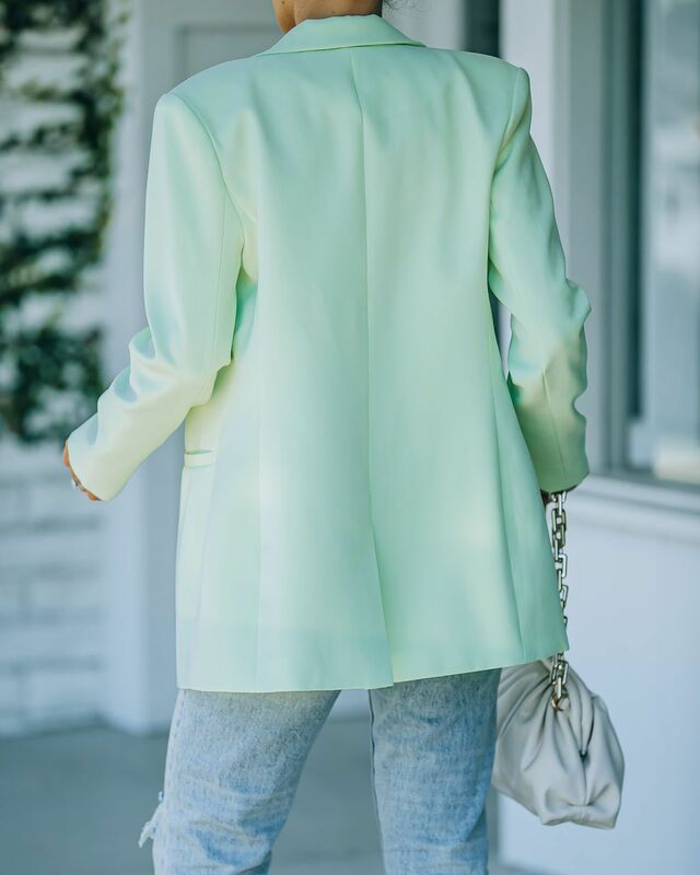 Chaqueta holgada para mujer, Blazer informal de color verde, elegante, Formal, para oficina, Primavera, 2022