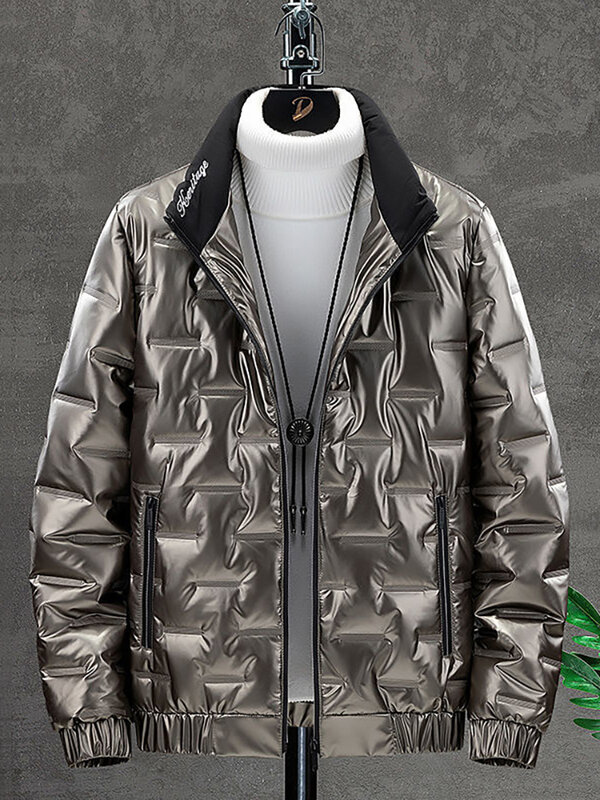 2022 New Mens Winter Coats Parka  Oversize Winter Jacket Windbreaker 7XL 8XL  Black Gray Shiny loose all-match Zip Up Plus Size