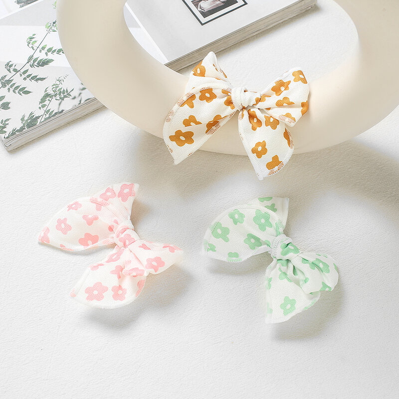 6 colori nuova stampa tessuto Bowknot fermagli per capelli per neonate carino fatto a mano fiocco tornante mollette copricapo accessori per capelli per bambini