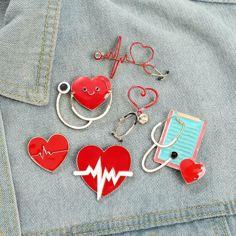 Stethoscope Collection Enamel Pins Cartoon Doctor Nurse Brooch Lapel Pin Custom Medical Badges Graduation Gift for Students