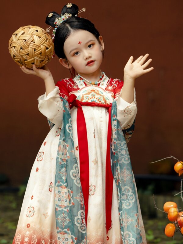 Hanfu Girls' Spring and Autumn Children's Dress Tang Dynasty Baby Princess Jacket and Dress