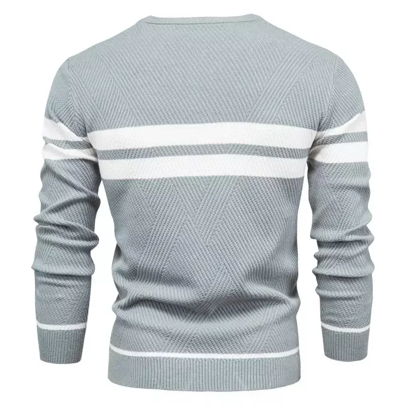 Camisola de manga comprida com gola em O masculino, suéteres finos quentes, roupas casuais, nova moda, outono