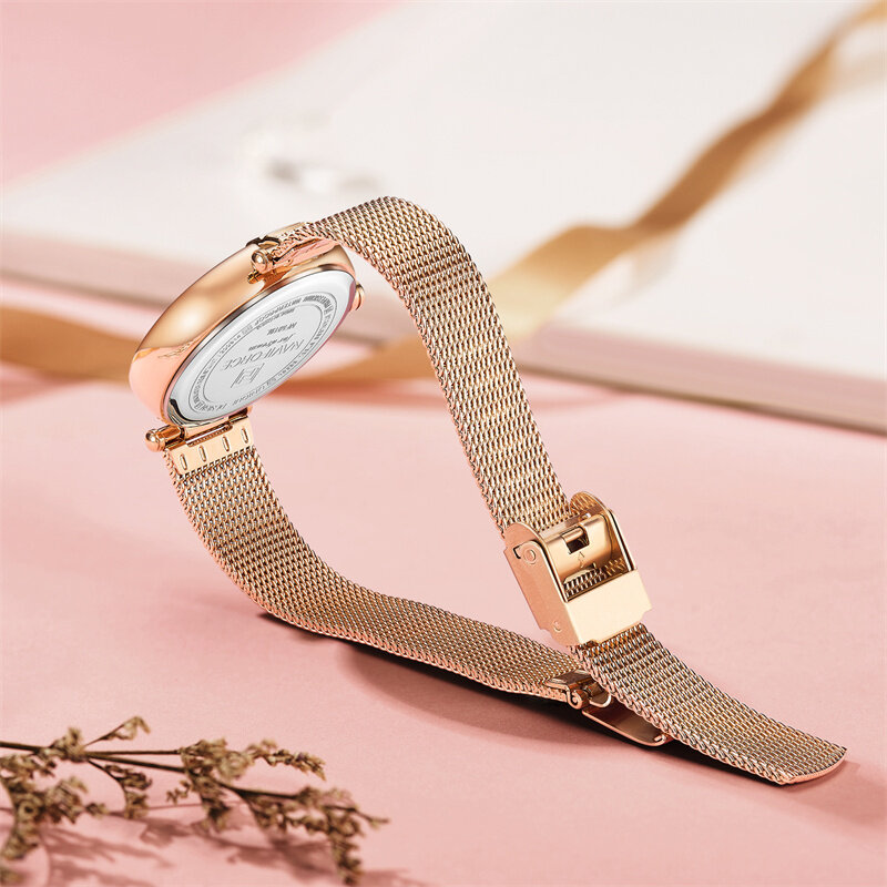 NAVIFORCE Frauen Uhren Luxus Mode Diamant Damen Armbanduhren Edelstahl Mesh-Armband Weibliche Quarzuhr Mädchen Relogio