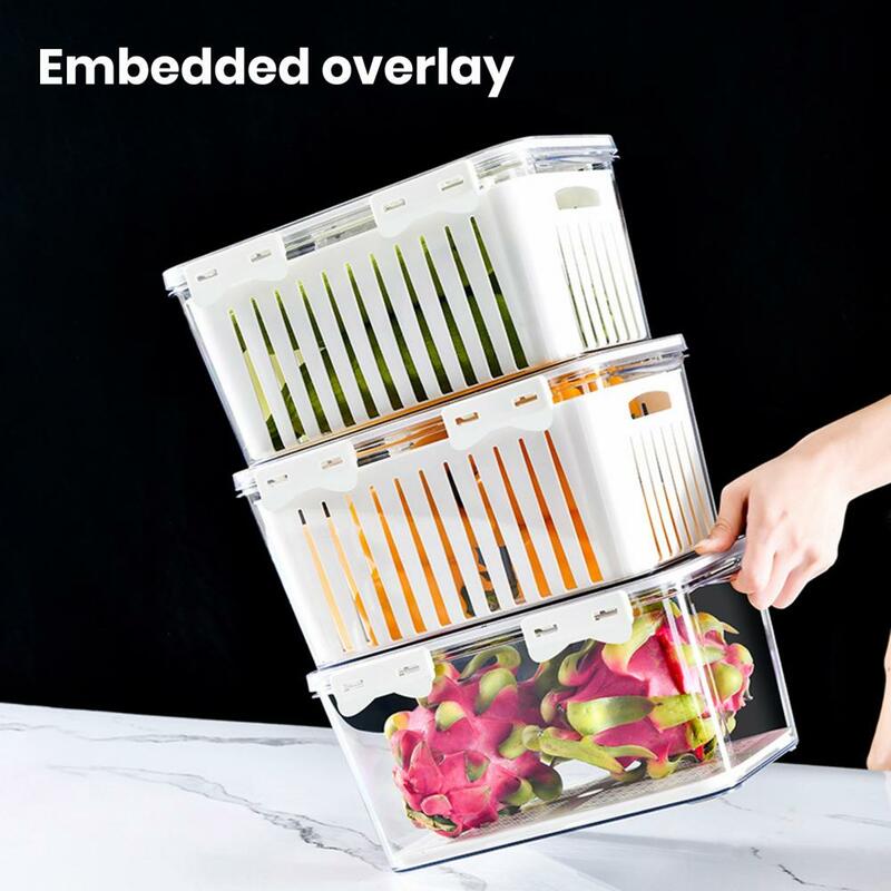 Kühlschrank Aufbewahrung sbox Küche Kühlschrank Veranstalter frisches Gemüse Obst boxen Abfluss korb Aufbewahrung behälter mit Deckel Timing Box