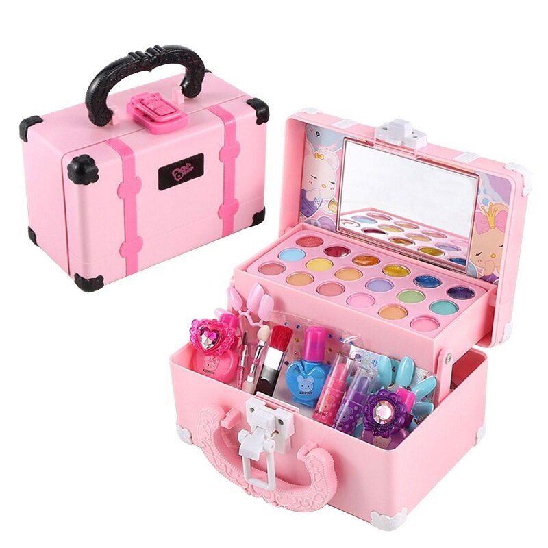 ZK30 Children Makeup Set Simulation Pretend Play Toys Cosmetic Lipstick Nail Polish Bag Educational Toys Birthday Gift for Girls