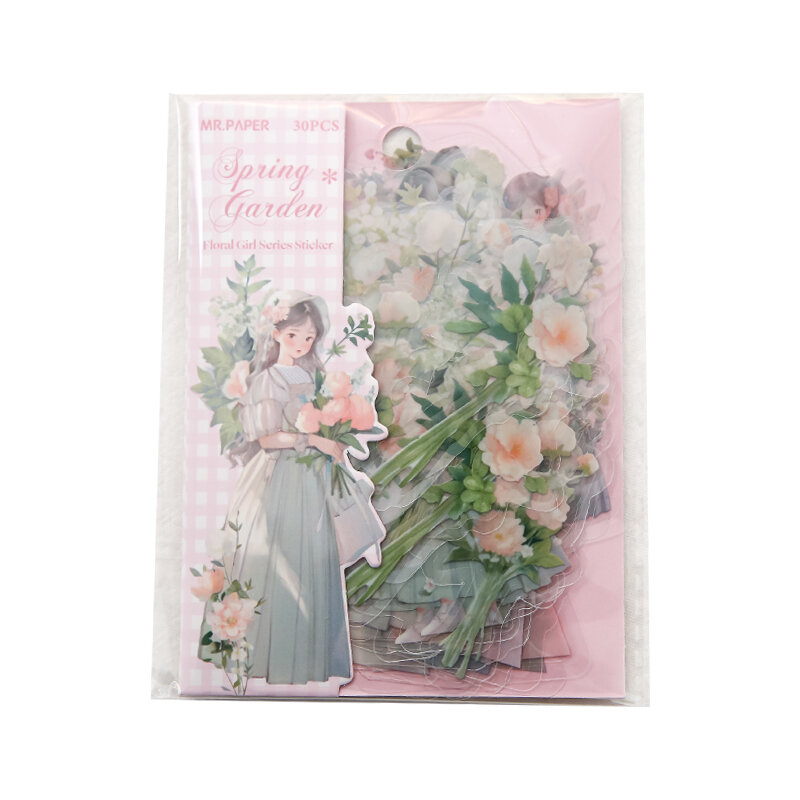 PVC Flower Stickers para menina, série bonito, decoração linda, 8 pacotes por lote
