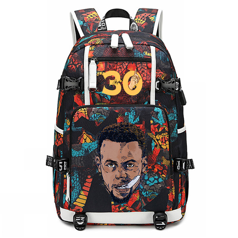 curry avatar print youth backpack campus student bag outdoor travel bag large capacity suitable for boys and girls