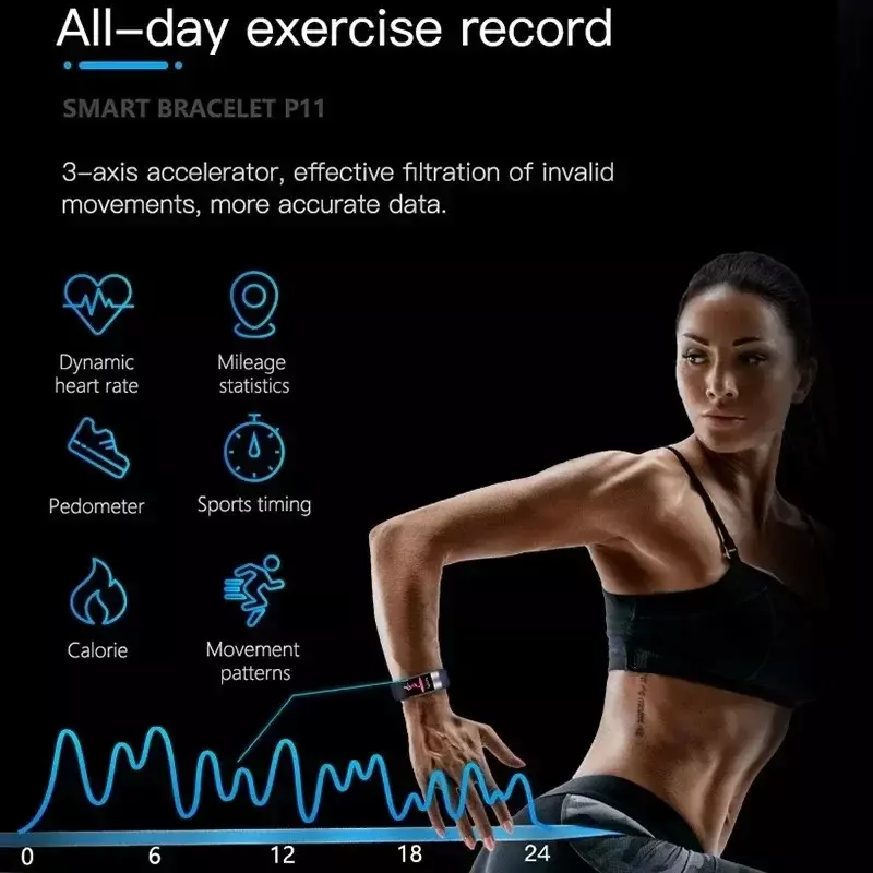 Esporte impermeável Smartwatch para homens e mulheres, pulseira de saúde, rastreador de fitness, calorias, pressão arterial, ECG, PPG